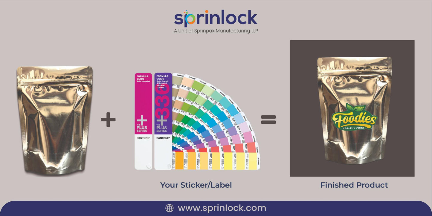 Sprinlock-Gloss Silver Stand Up Pouches with Zipper