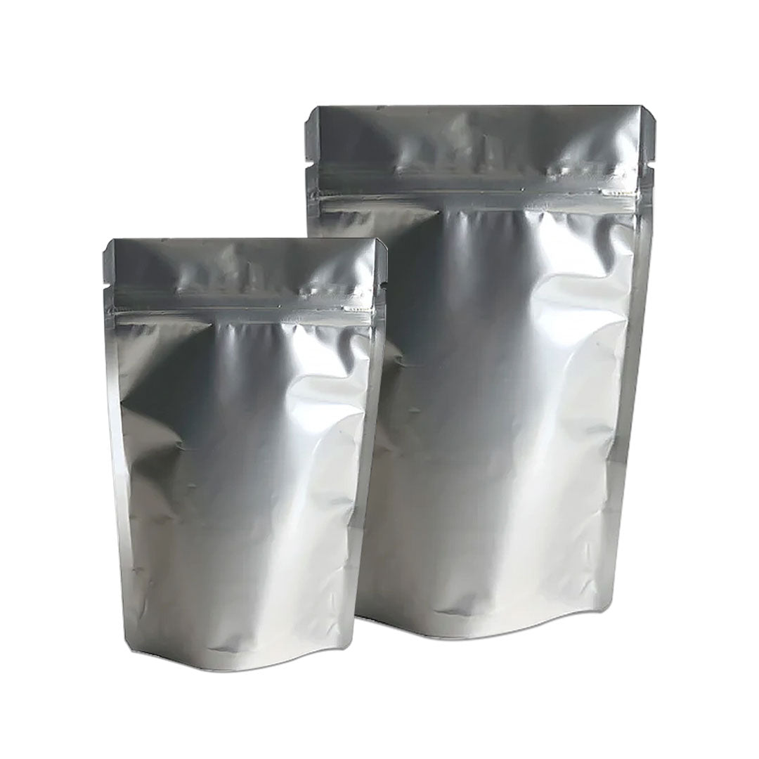 Matte silver stand-up zipper pouch bags for food packaging
