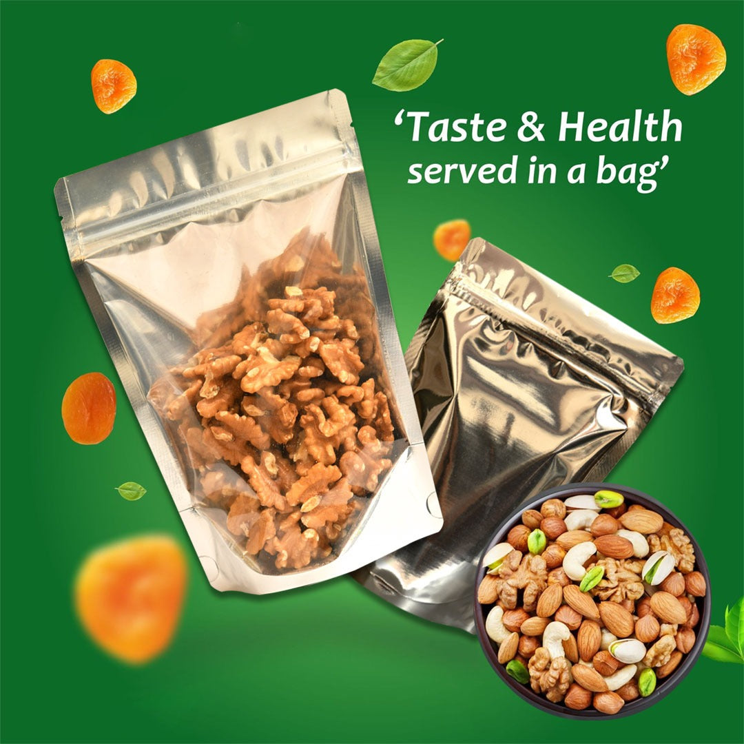 Oneside transparent standup pouch with zipper ,perfect dryfruit packing pouches