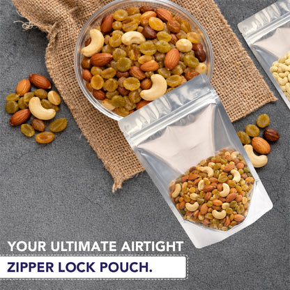 Clear gloss silver pouch suitable for branding labels||50 to 70gm - 95mm(W) * 150mm(H) * 60mm(BG)