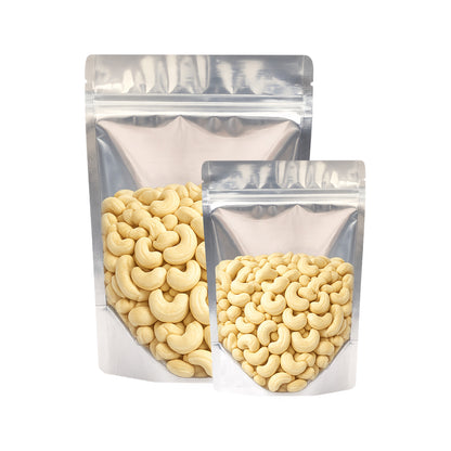 Clear gloss silver stand up zipper pouch for packaging||50 to 70gm - 95mm(W) * 150mm(H) * 60mm(BG)