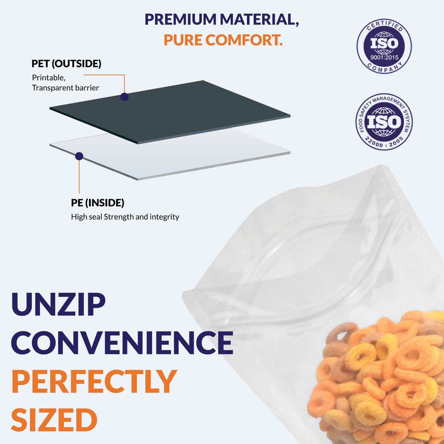 PET PE structure of transparent stand up zipper pouch||70 to 100gm - 110mm(W) * 170mm(H) * 70mm(BG)