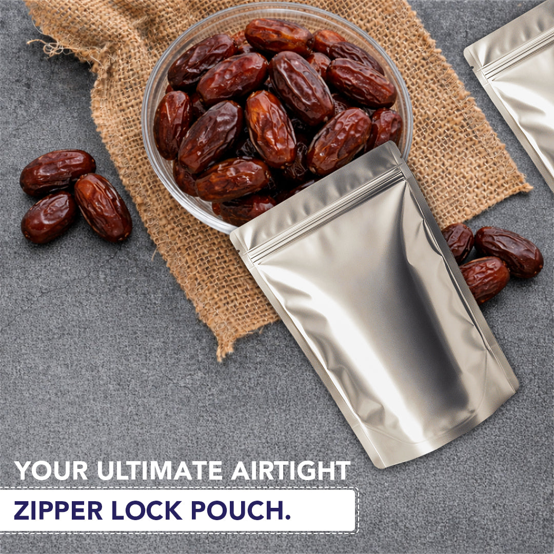 Matte silver pouch suitable for branding labels