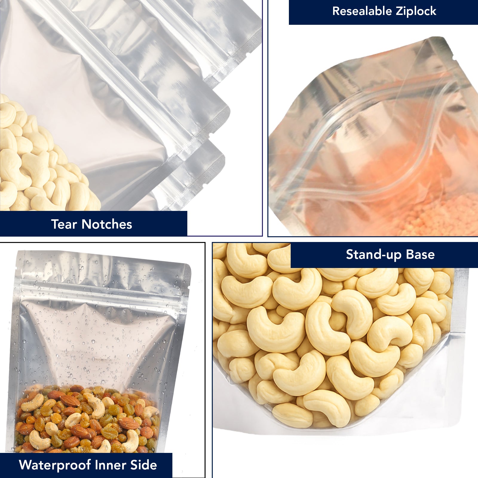 Clear gloss silver pouch suitable for branding labels