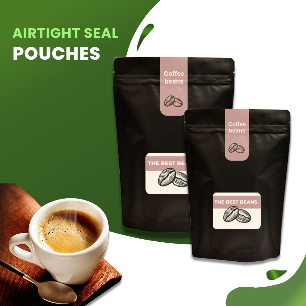 Matte Black standup pouch with zipper for tea coffee packaging