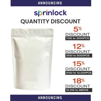 White stand-up zipper pouch wholesale quantity discount offers by Sprinlock – gold pouch packaging bulk order