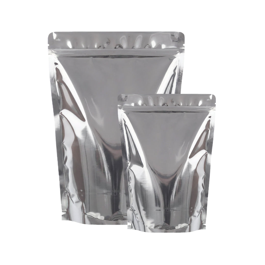 Both side gloss silver stand up zipper pouch for packaging