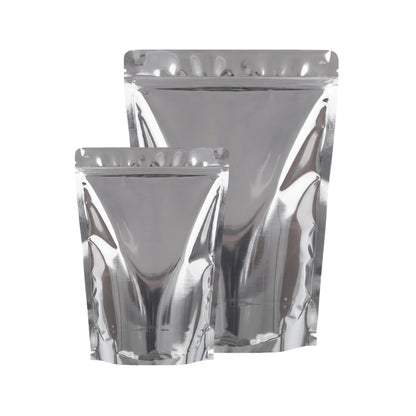 Both side gloss silver stand up zipper pouch for packaging||50 to 70gm - 95mm(W) * 150mm(H) * 60mm(BG)