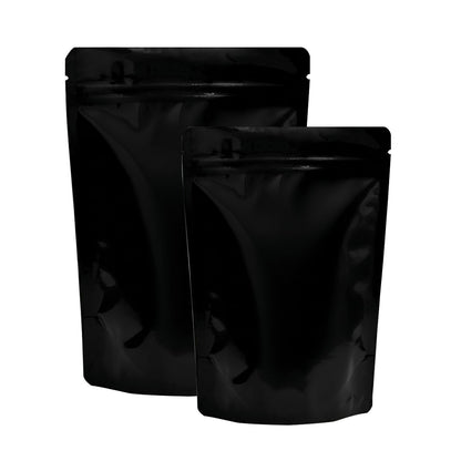 Gloss black stand up pouch with zipper for premium food packaging