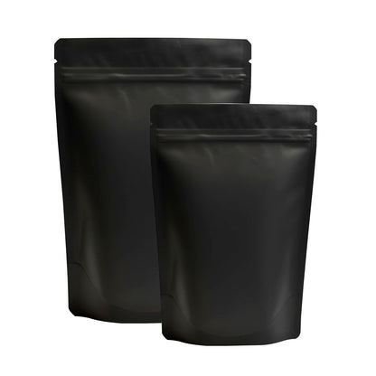 Matte black stand up zipper pouch for premium food packaging||50 to 70gm - 95mm(W) * 150mm(H) * 60mm(BG)
